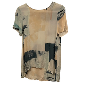 Wilfred Multicolor Abstract Short Sleeve Silk Top Size Medium